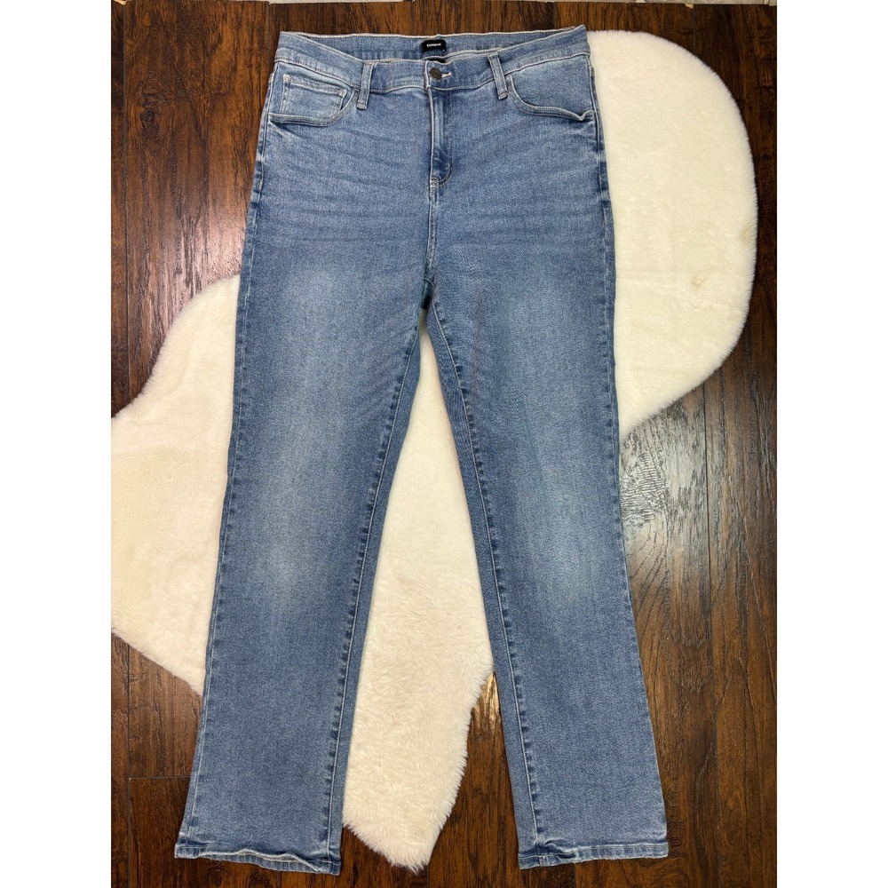 Express Jeans 16 Straight Leg High-Rise Light Wash Stretch Women's